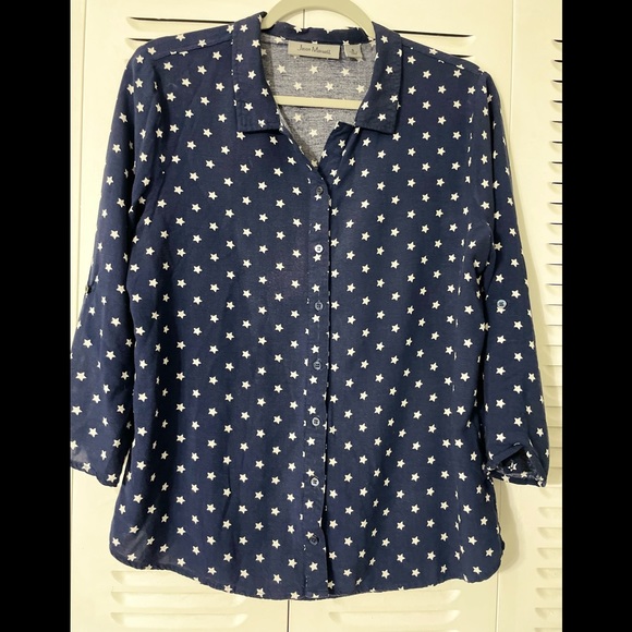 JASON MAXWELL BLUE and white star shirt woman size S - Picture 14 of 16